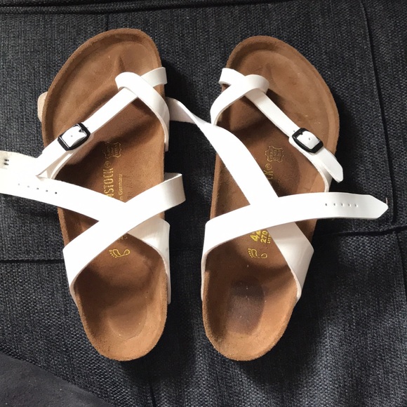 White birkenstocks with ankle strap Clearance